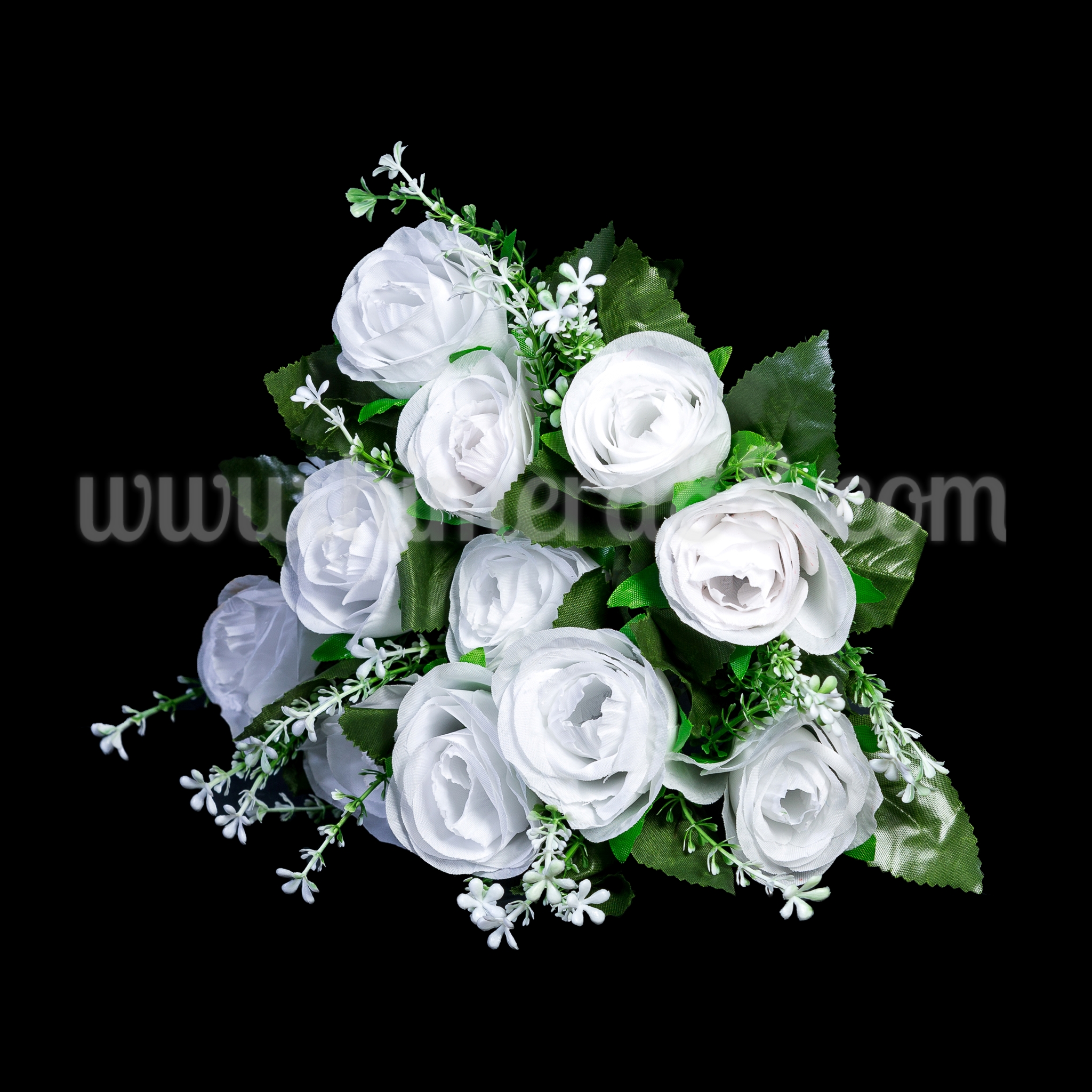 Букет роза с цвят 5см/12бр WHITE
