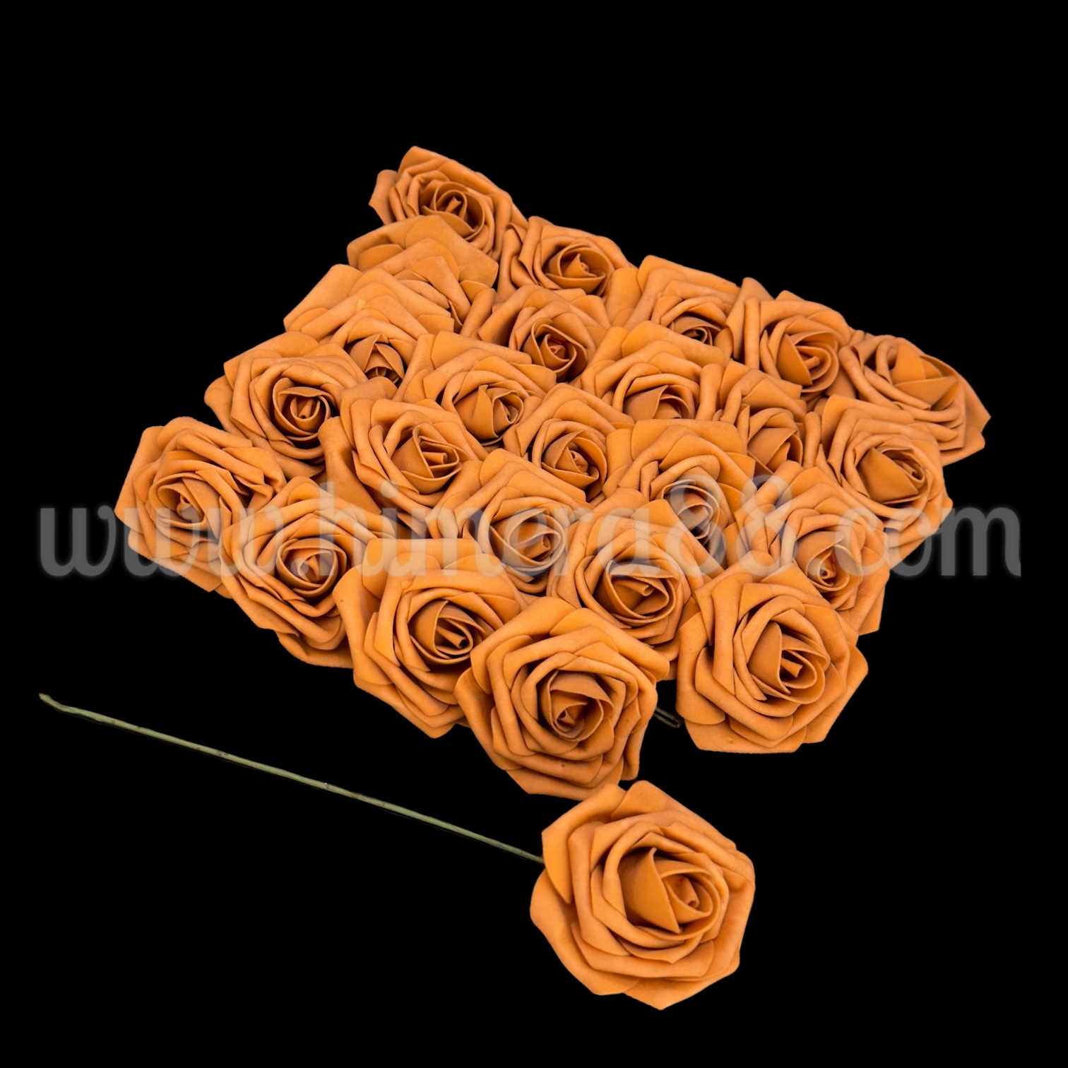 Роза фоам с тел Dusty/8см/25бр Dark Orange - изглед 1