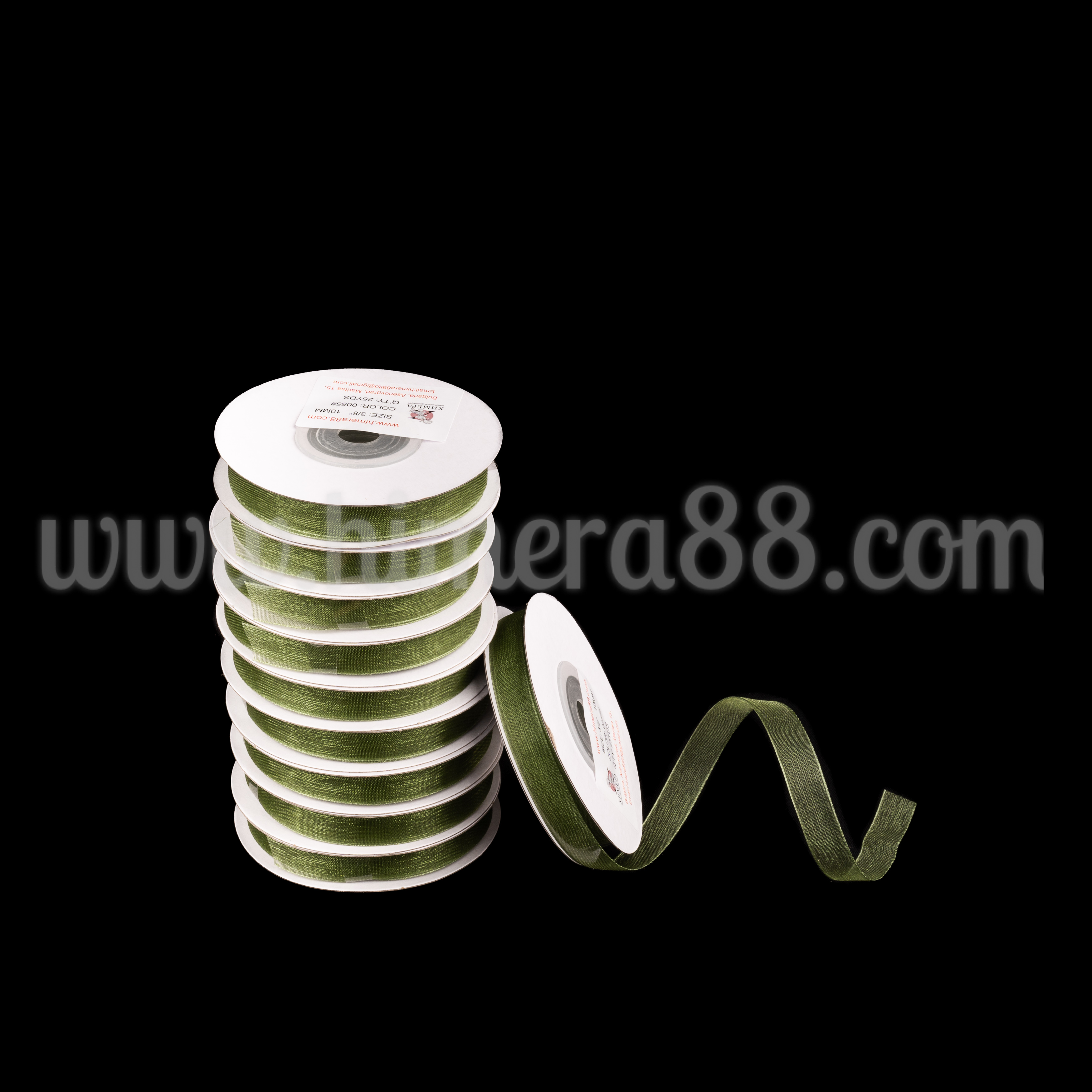 Органзена панделка Pastel 1cm/25y/ 10БР Green - изглед 1