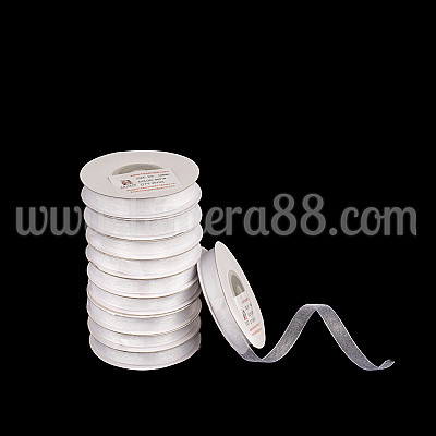 Органзена панделка Pastel 1 cm × 25 y / 10 бр –  White