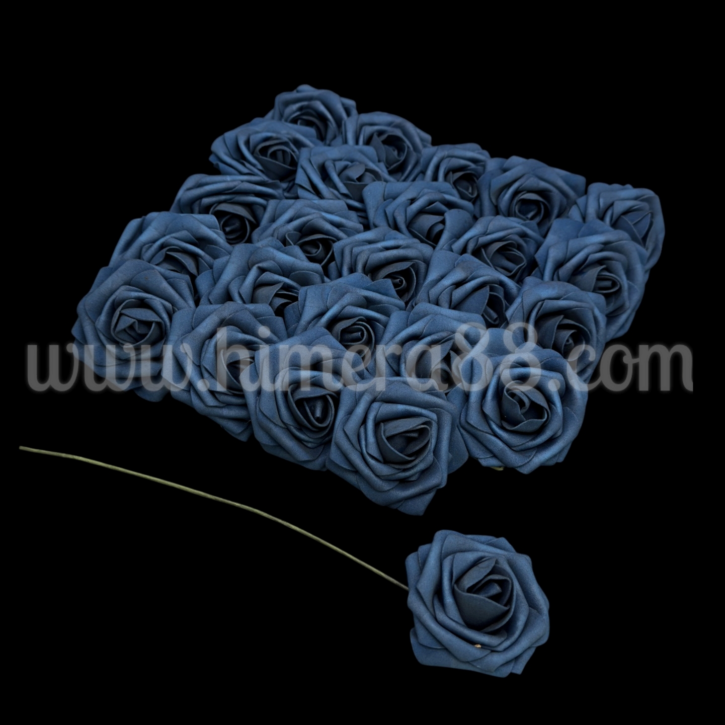 Роза фоам с тел Dusty/8см/25бр Ink Blue - изглед 1