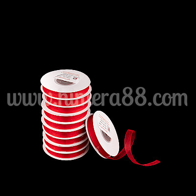 Органзена панделка Pastel 1 cm × 25 y / 10 бр –  Red