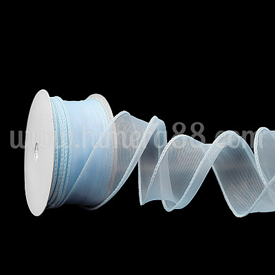 Органзена панделка WAVY 4CM/10Y BABY BLUE