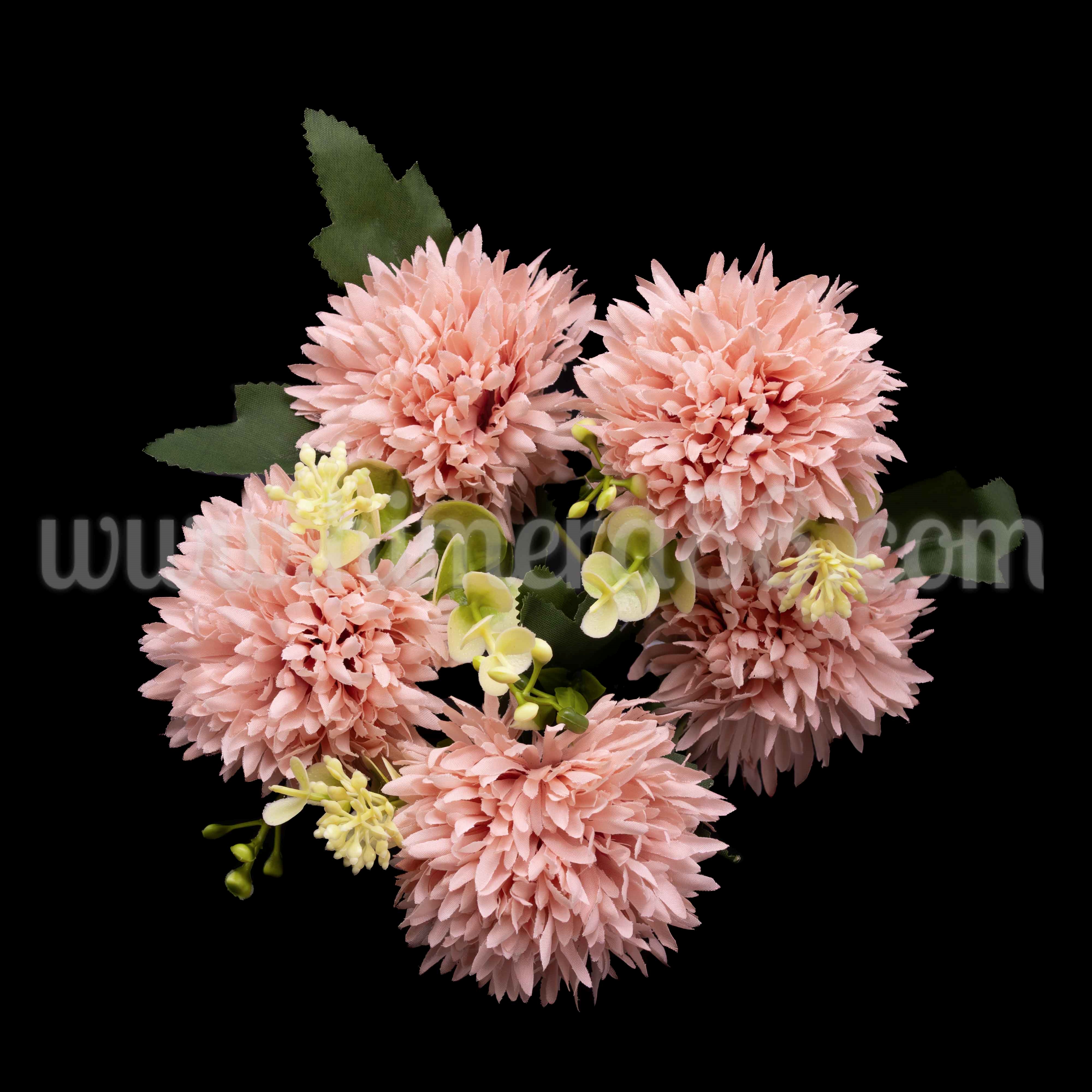 Букет изкуствена хризантема Авиньон Antique Pink 8см/5бр - изглед 1
