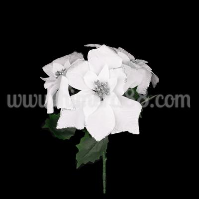 Букет Коледна Звезда с брокат 17см White