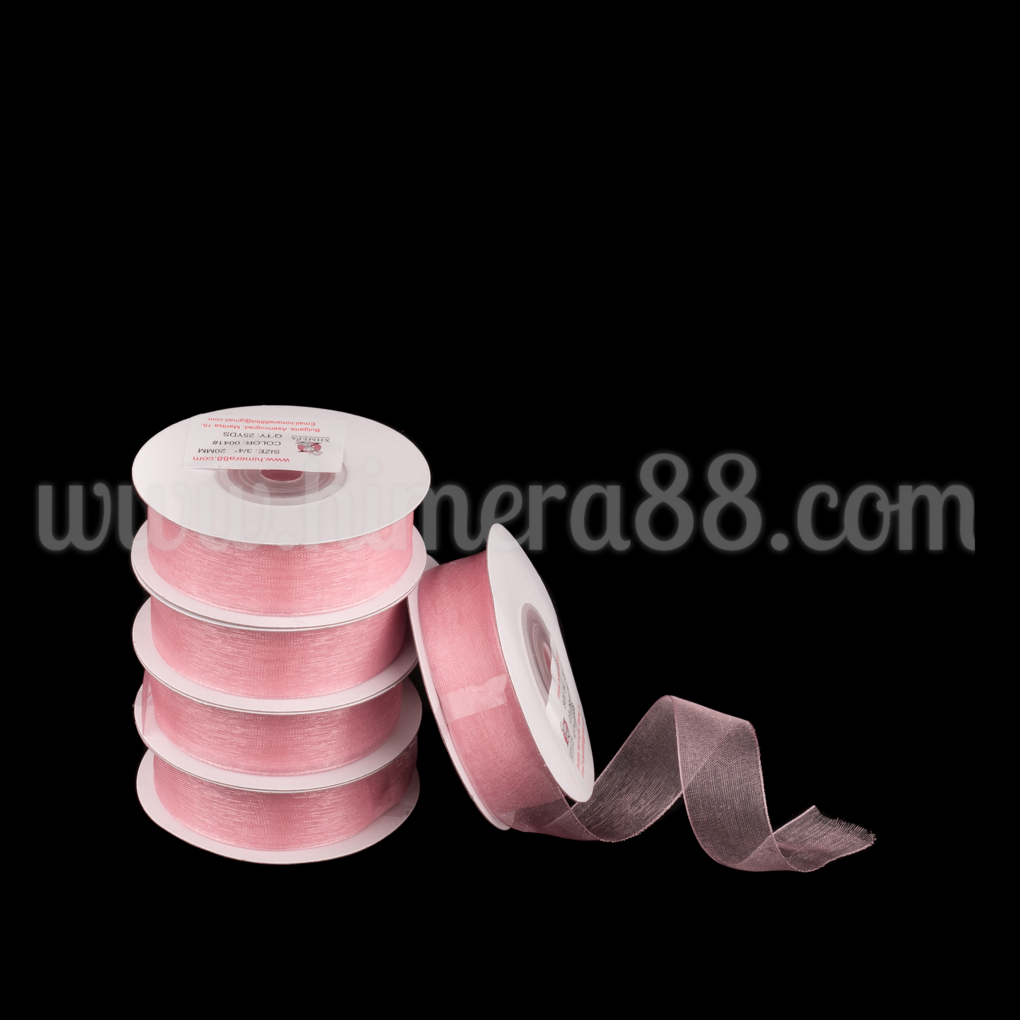 Органзена панделка Pastel 2см×25y/5бр - Ash Rose  - изглед 1
