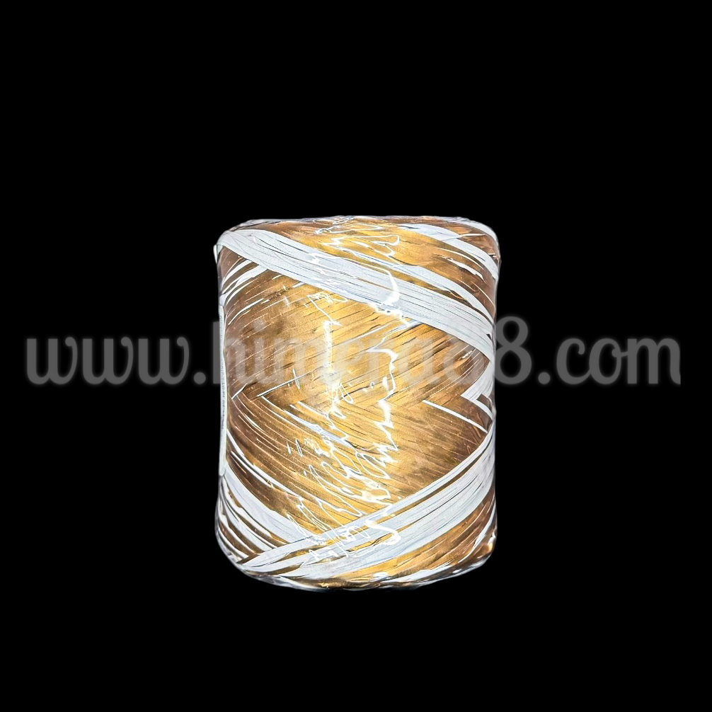 Двуцветна Рафия 1cm/200m Gold&White - изглед 1