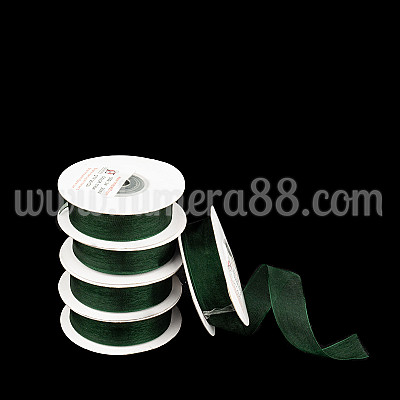 Органзена панделка Pastel 2см×25y/5бр - Dark Green 