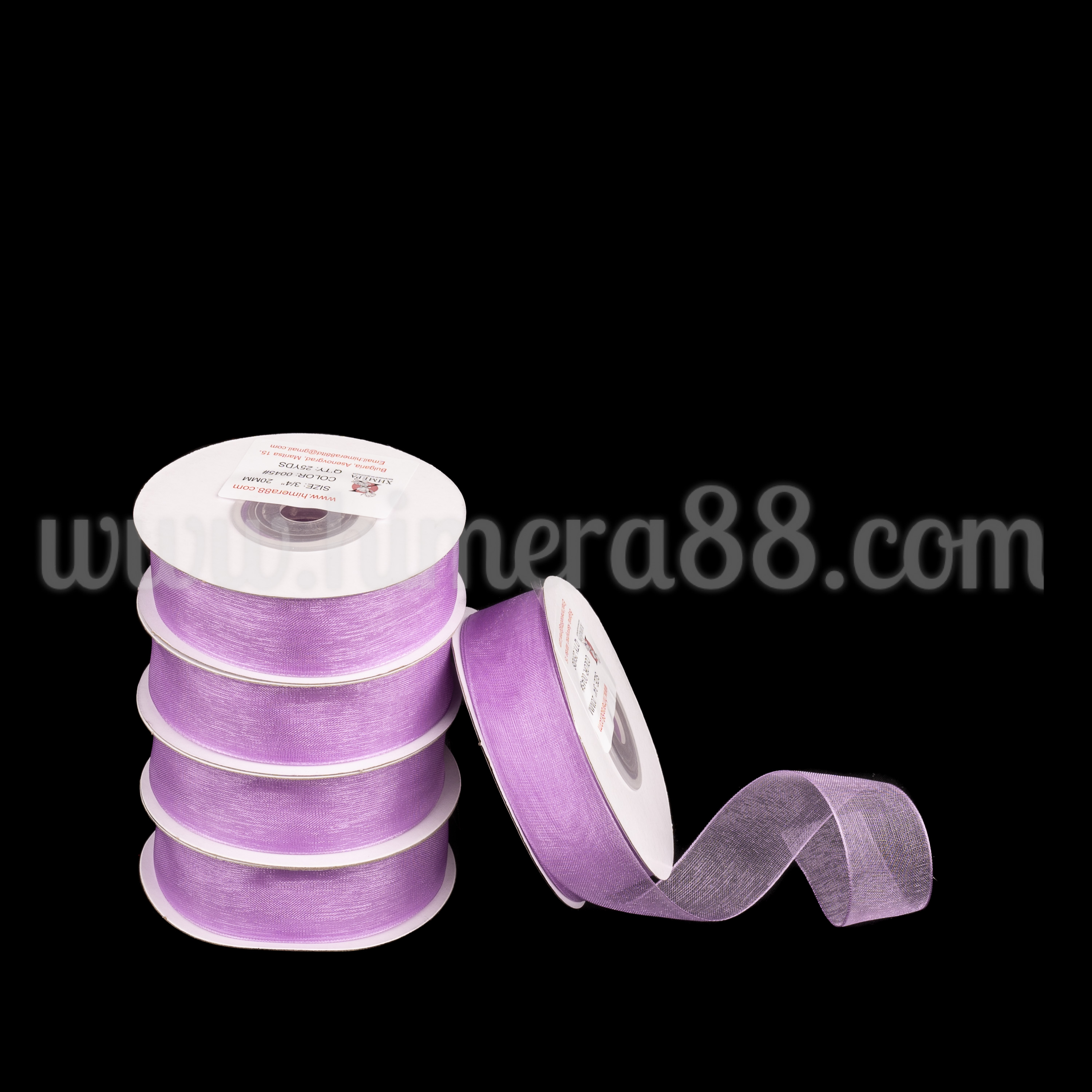 Органзена панделка Pastel 2см×25y/5бр - Purple - изглед 1