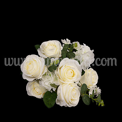 Букет изкуствени рози Lux 11стр Ecru