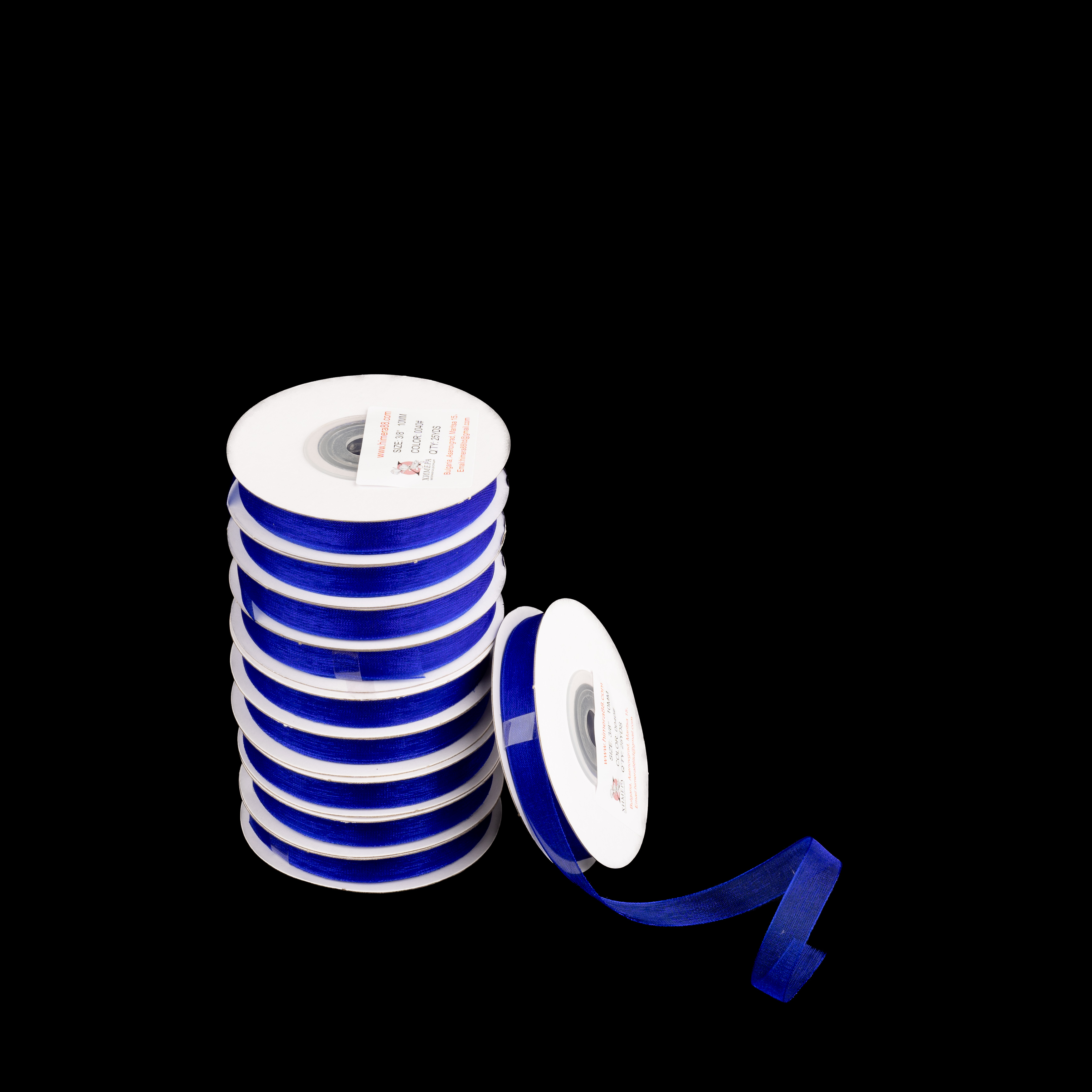 Органзена панделка Pastel 1cm/25y/ 10БР King Blue - изглед 1