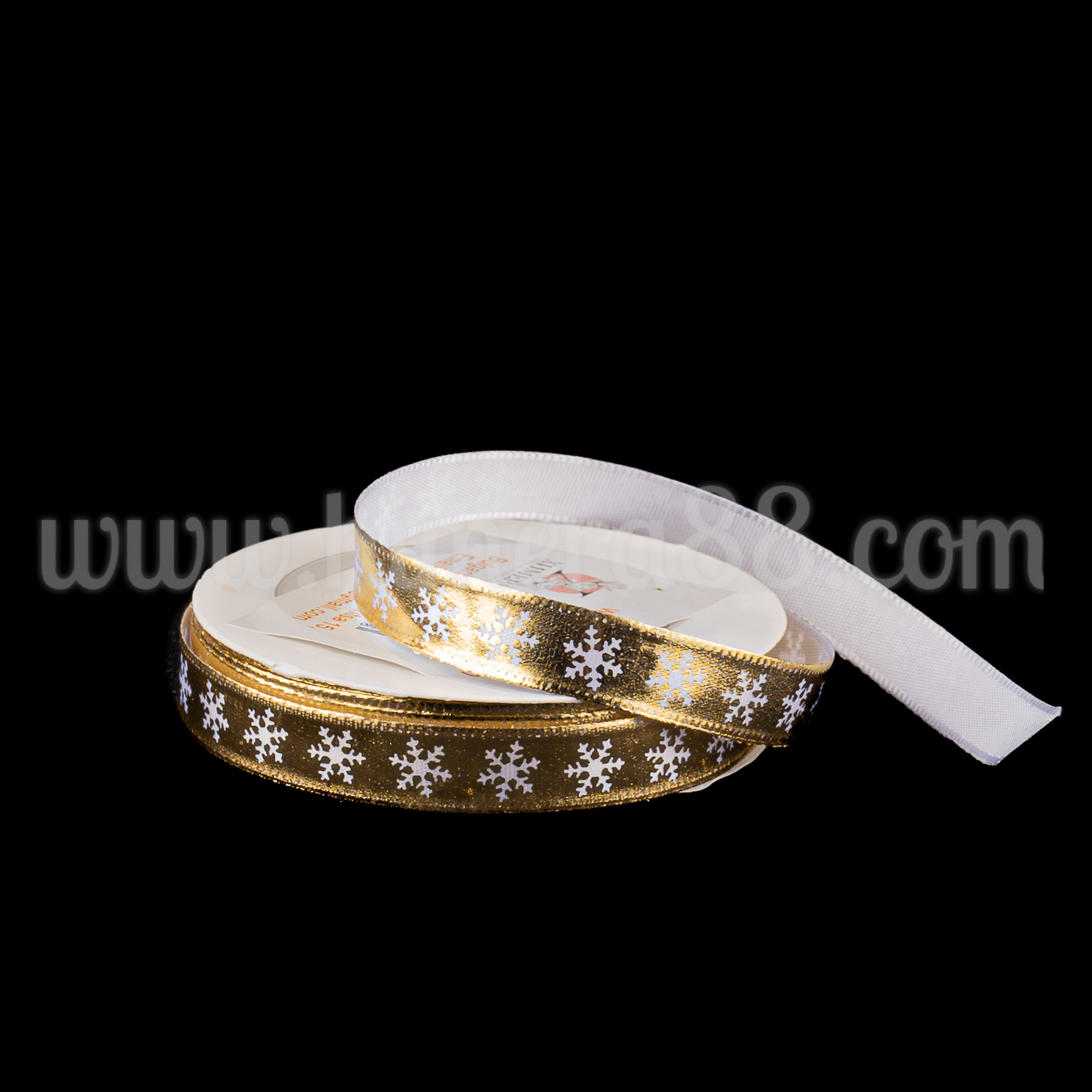 Коледна панделка Golden Winter 1.5cm/10y - изглед 2