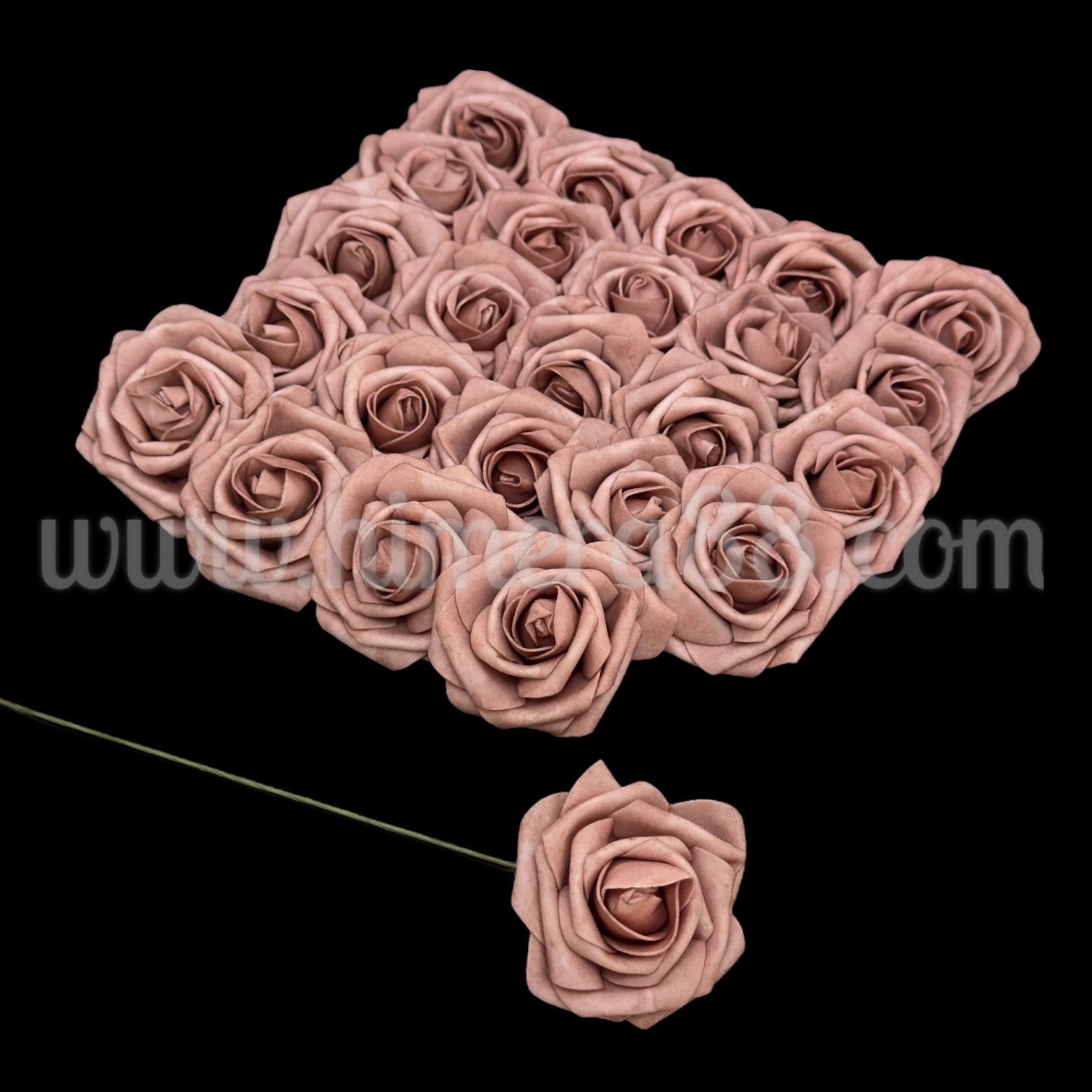 Роза фоам с тел Dusty/8см/25бр Dark Ash Rose - изглед 1