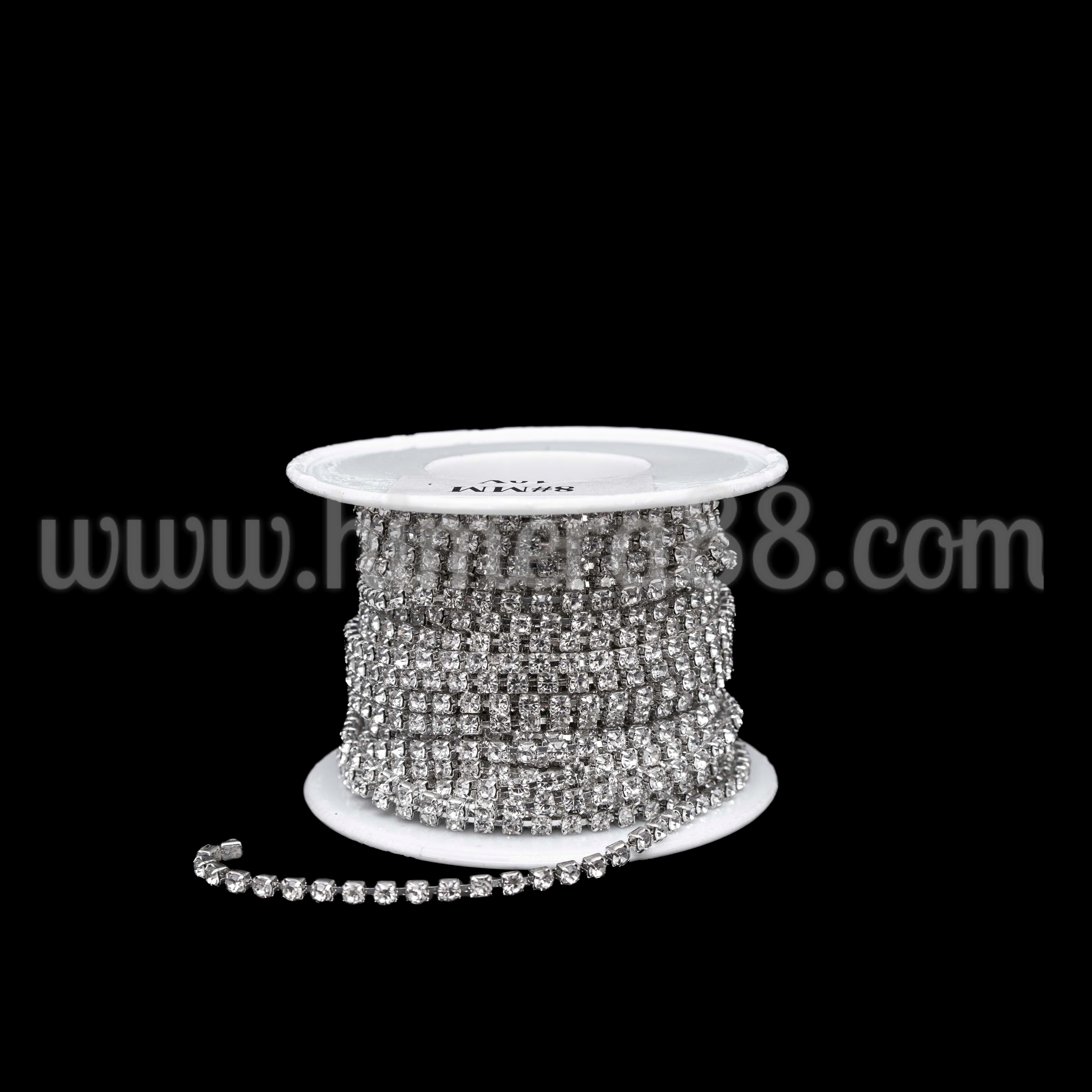 Метална лента с камъни №8 3mm/10y - изглед 1