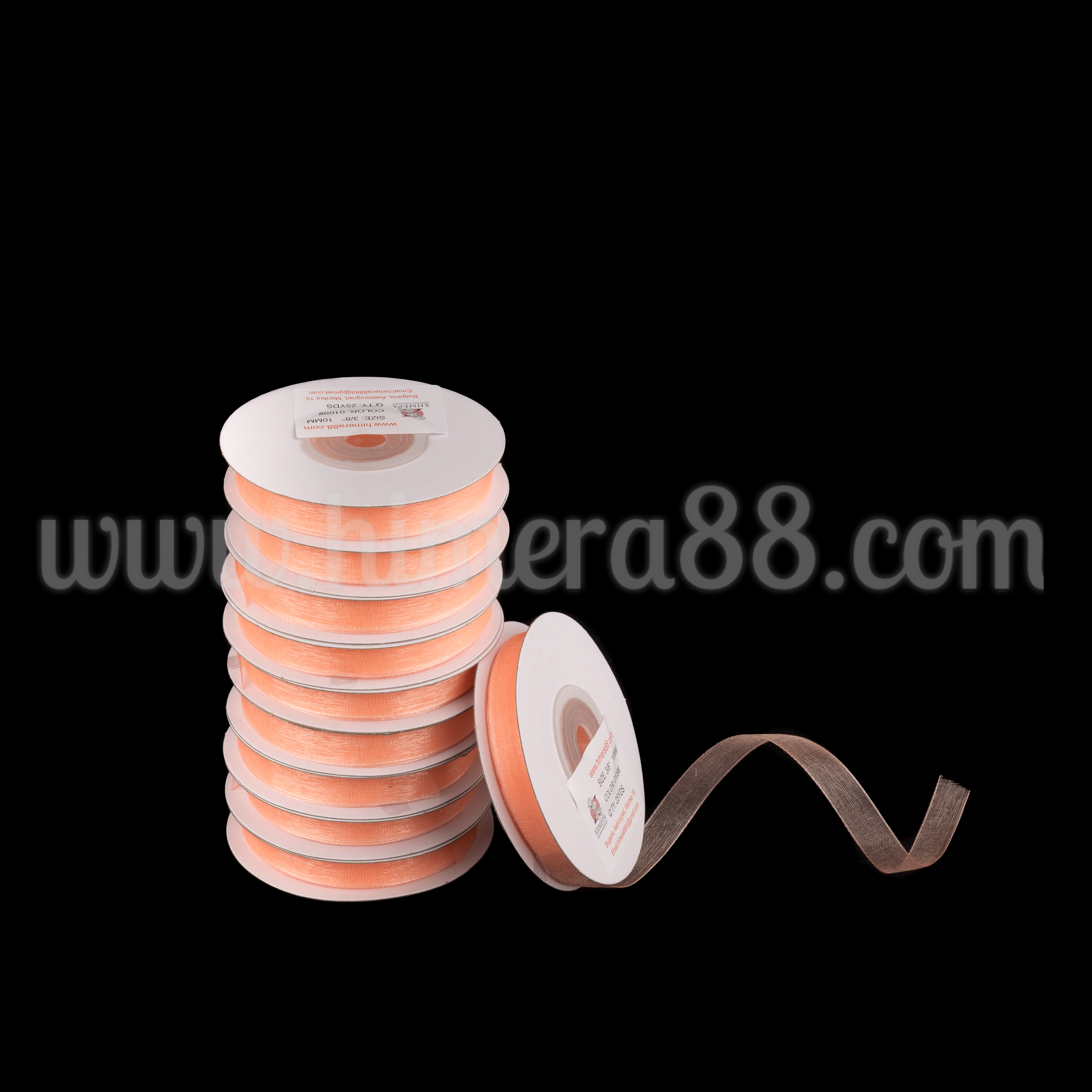 Органзена панделка Pastel 1cm/25y/ 10БР Peach - изглед 1