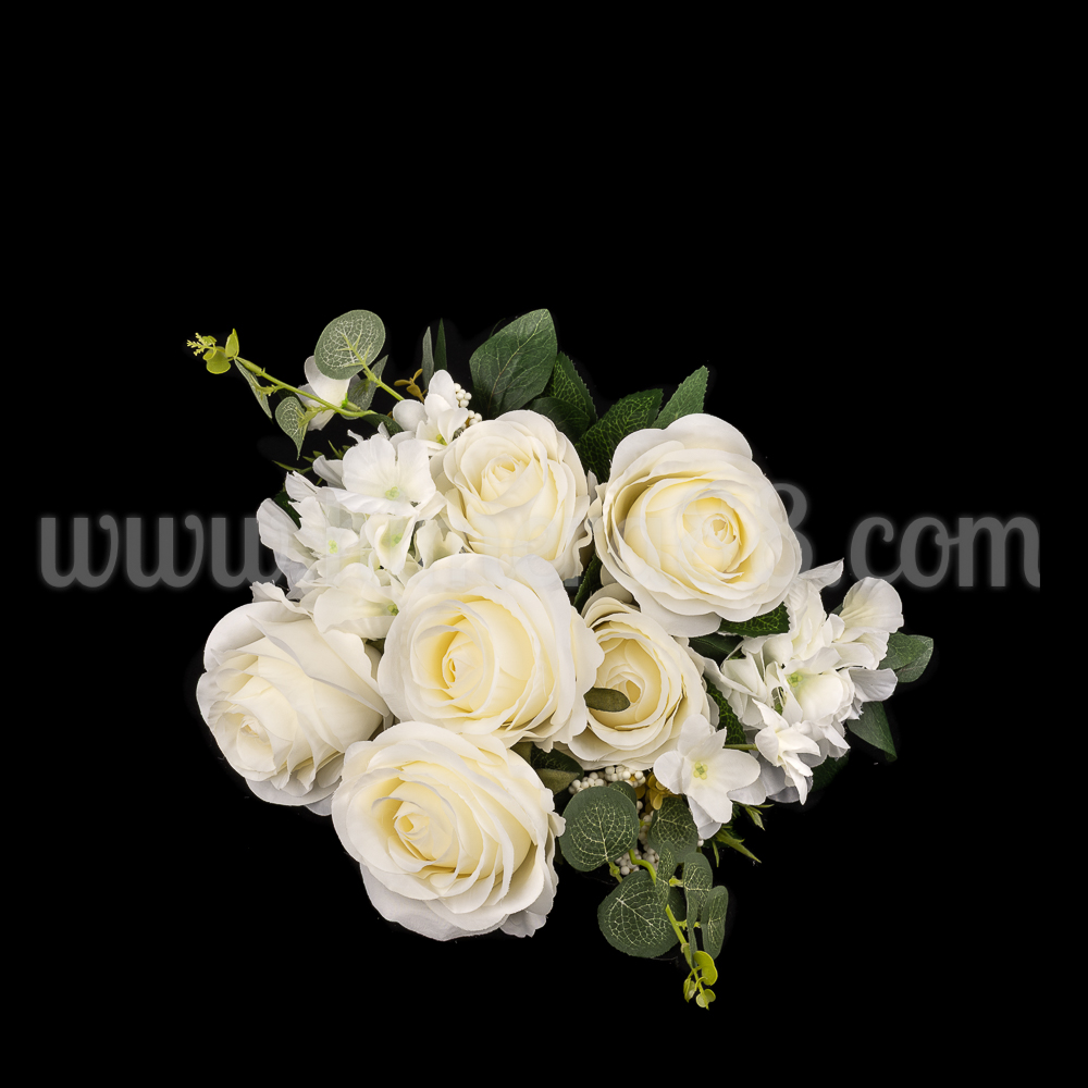 Букет изкуствени рози Lux 11стр Ecru - изглед 2