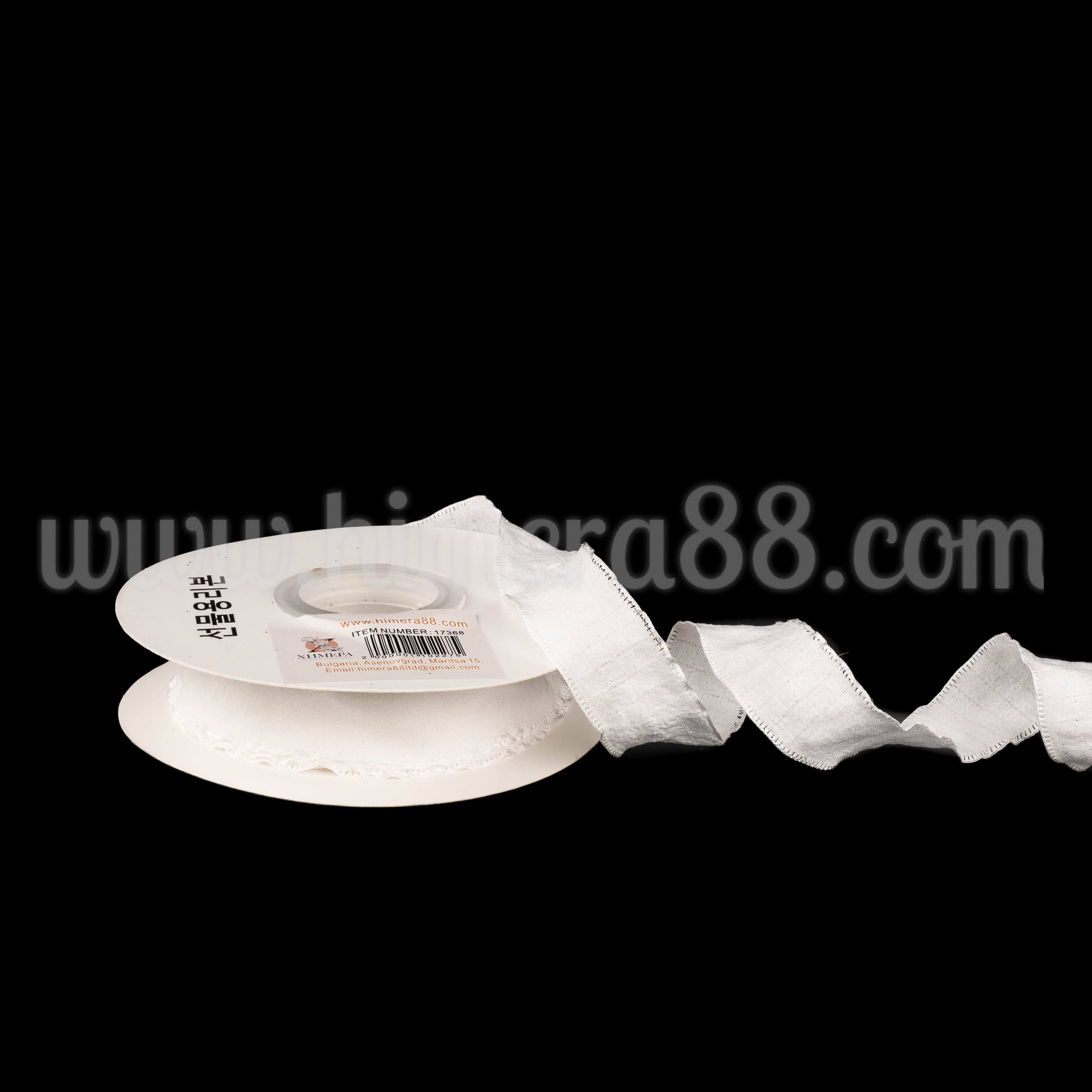 Декоративна панделка Algea 2.5cm/10y White - изглед 1