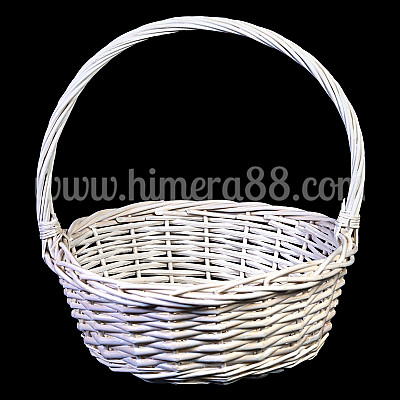 Бяла кръгла кошница 34*39см
