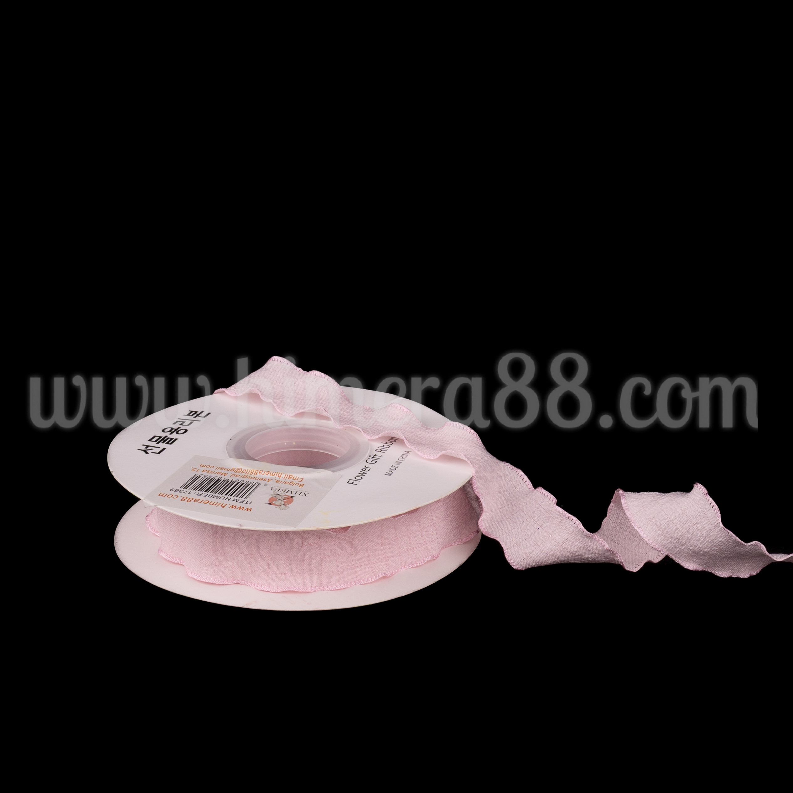 Декоративна панделка Algea 2.5cm/10y Baby Pink - Химера 88 Декоративна панделка Algea 2.5cm/10y Baby Pink