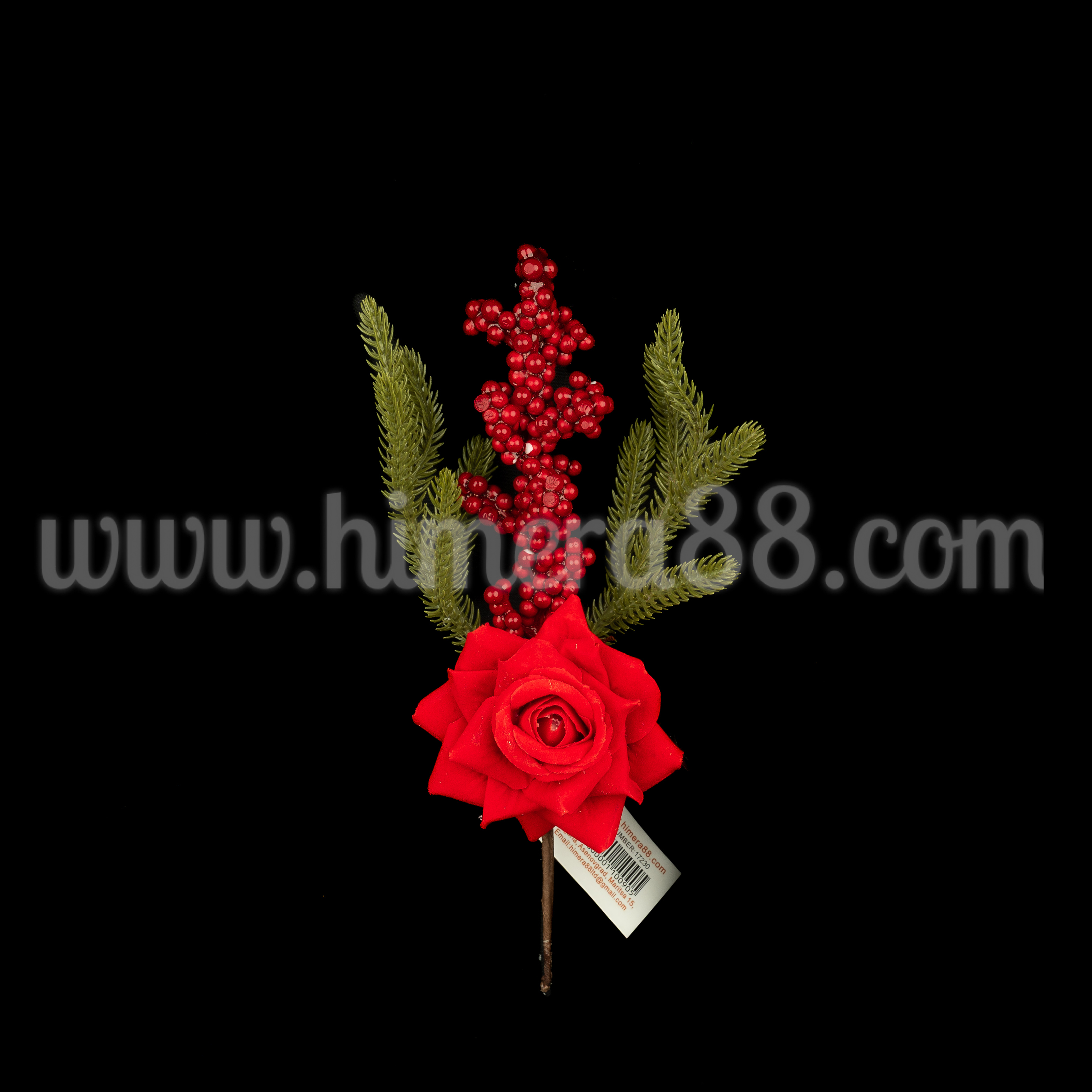 Коледна клонка Red Rose 23cm - изглед 1