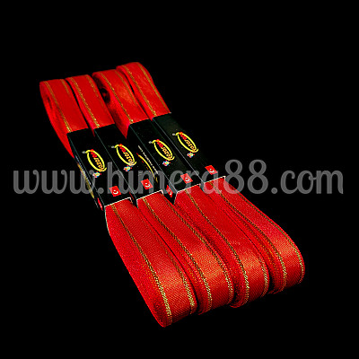 Сатен лента с ламе 1см/10м RED GOLD
