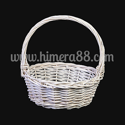 Бяла кръгла кошница 28*32см