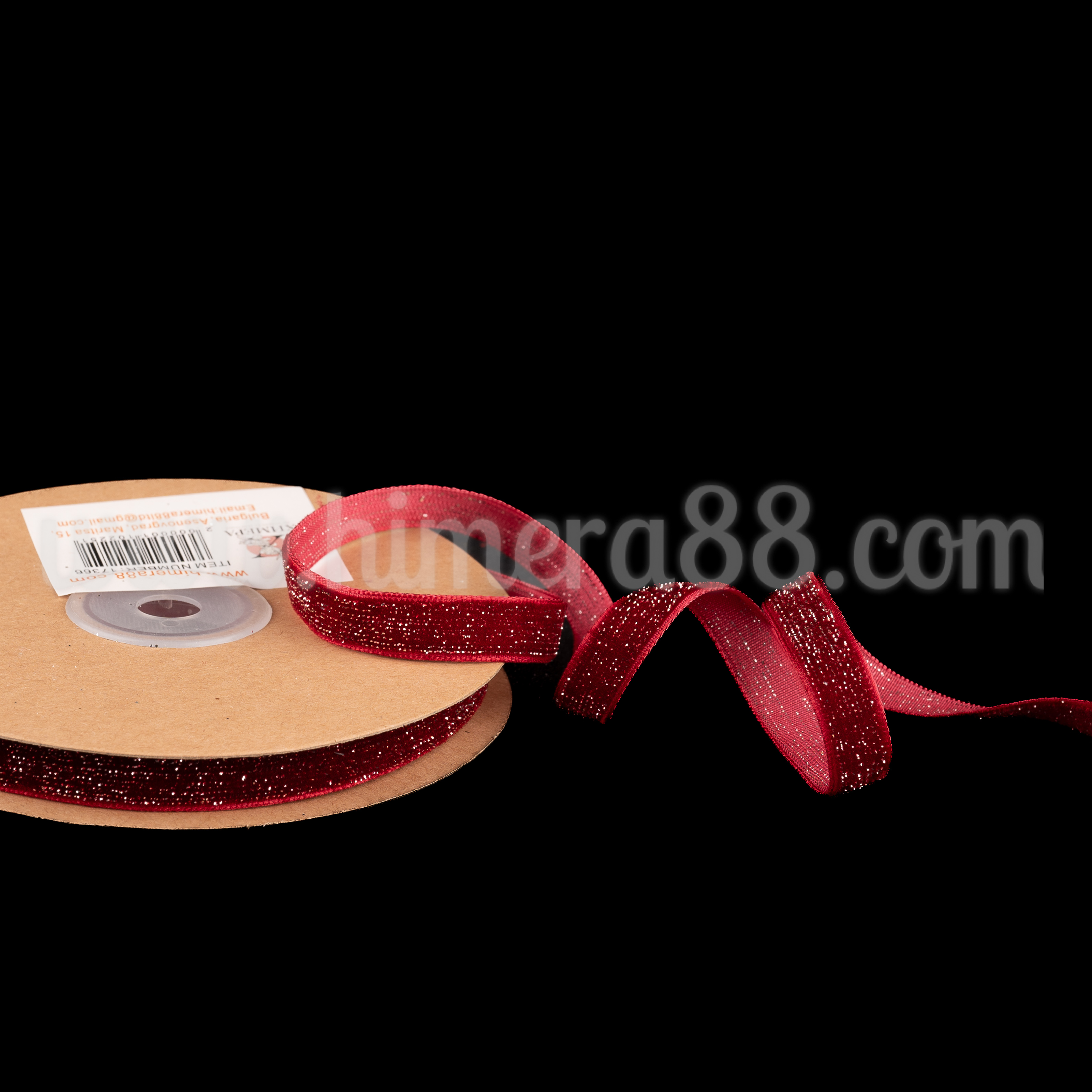 Панделка Кадифе Shiny 1cm/10y Burgundy - изглед 1