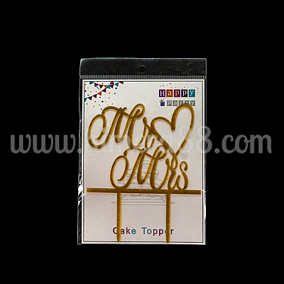 Топер за торта надпис Mr&Mrs GOLD