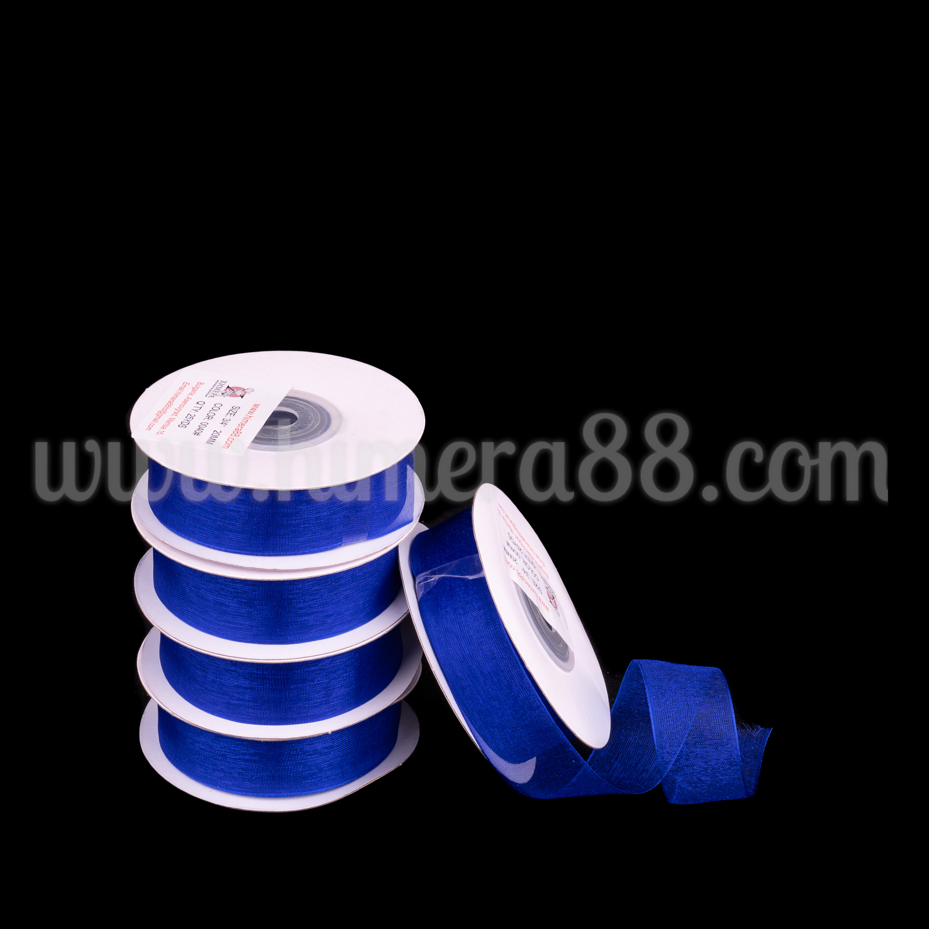 Органзена панделка Pastel 2см×25y/5бр - King Blue - изглед 1