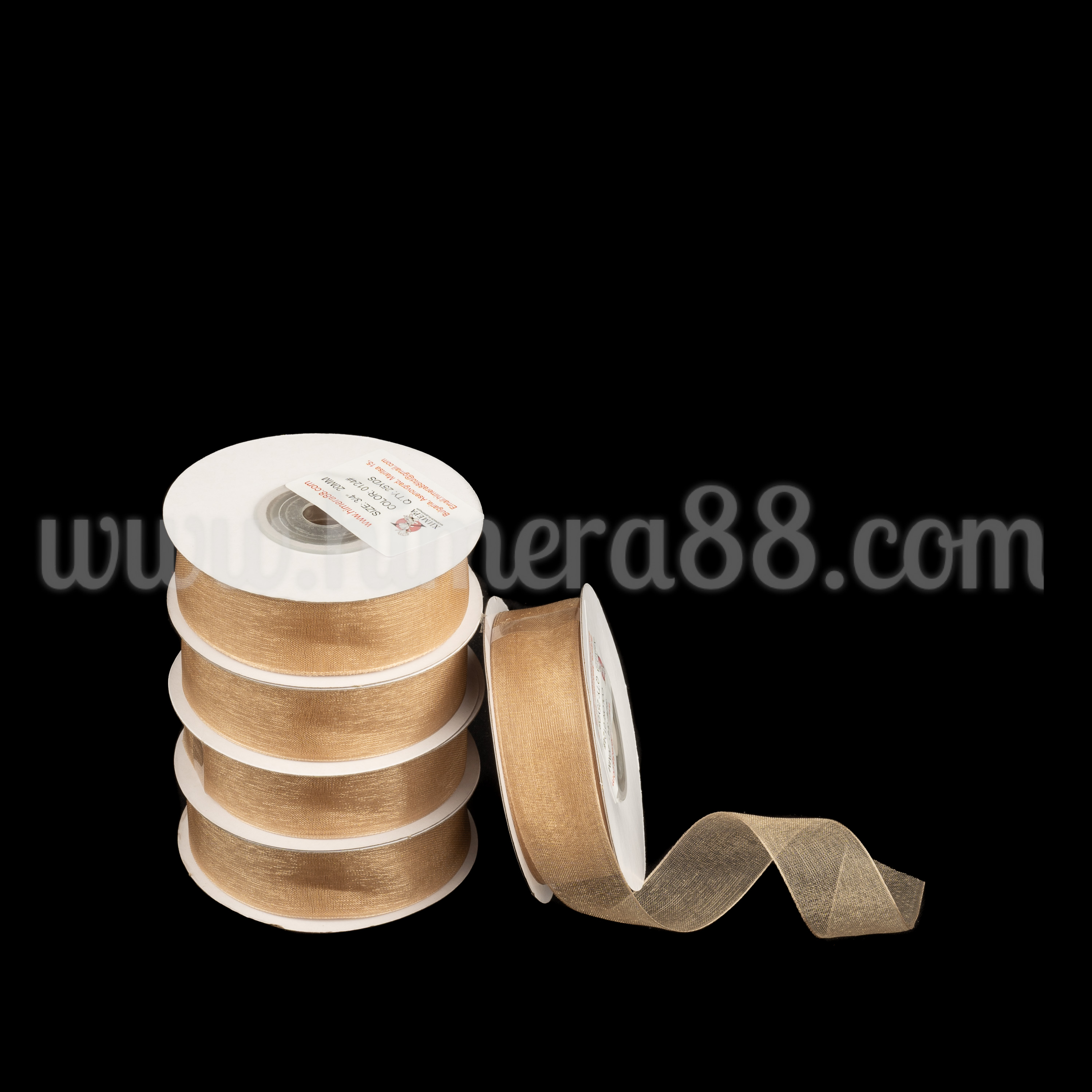 Органзена панделка Pastel 2см×25y/5бр - Cappuccino  - изглед 1