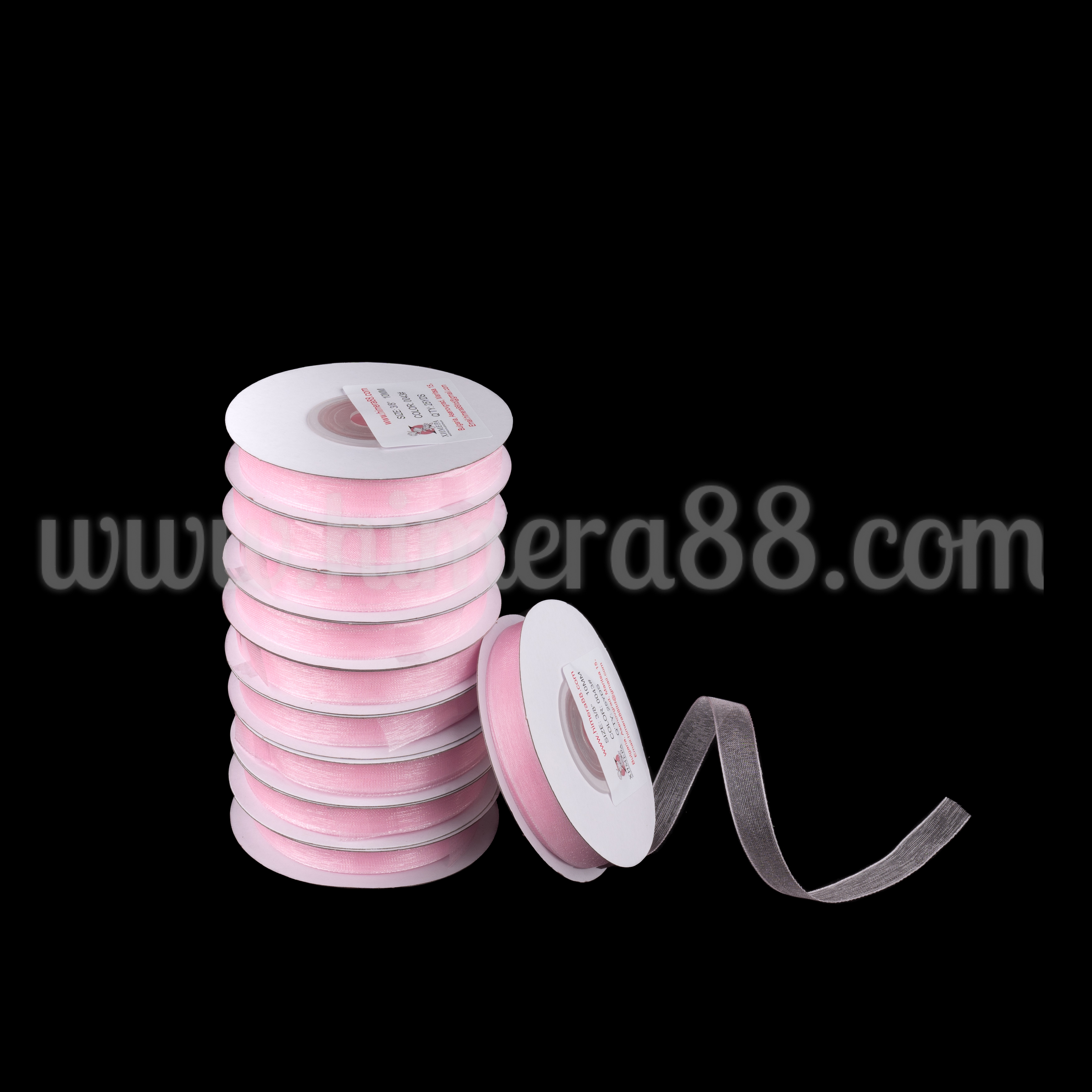 Органзена панделка Pastel 1cm/25y/ 10БР Baby Pink - изглед 1