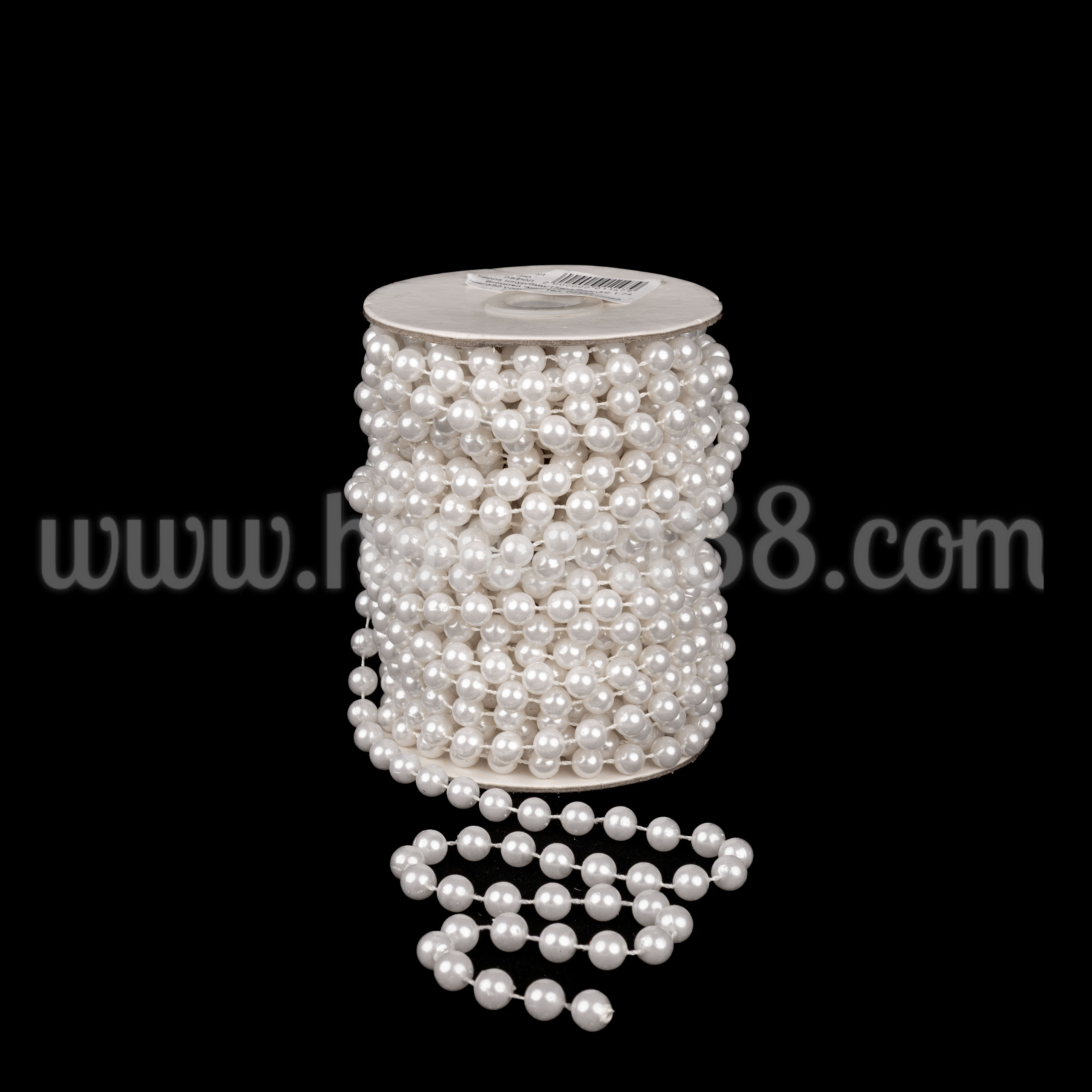 Шнур кръгли перли 8mm/15Y White - изглед 1