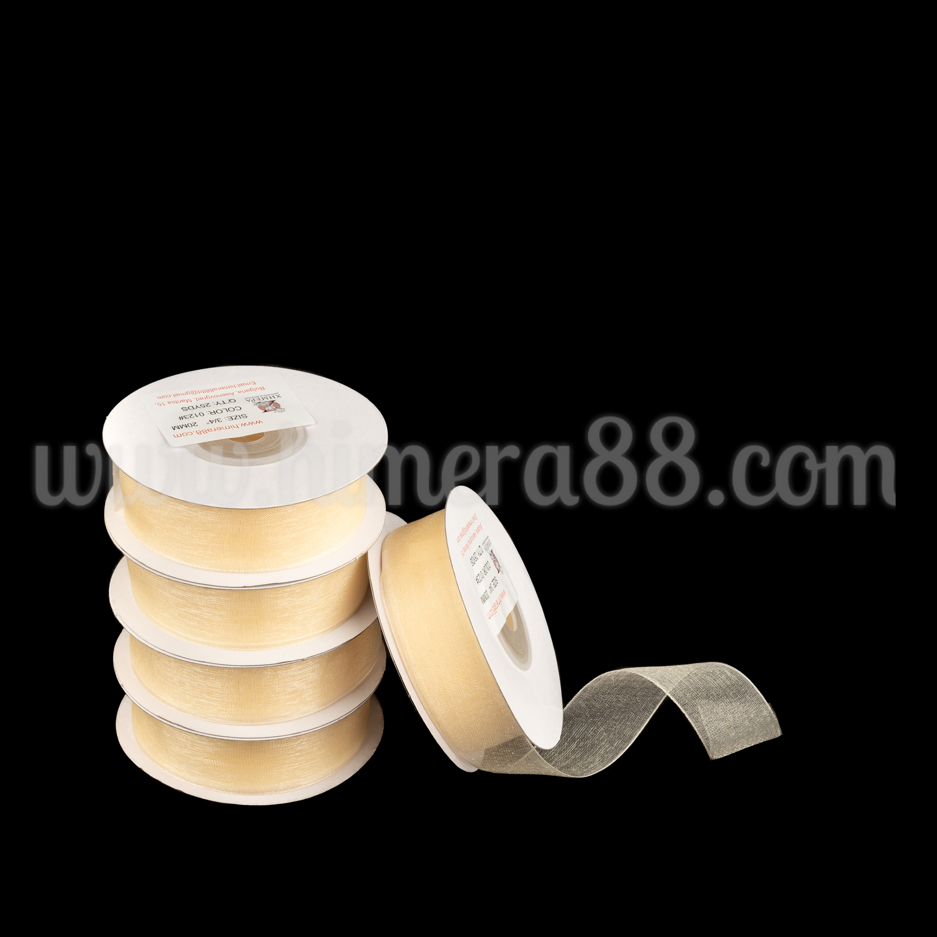 Органзена панделка Pastel 2см×25y/5бр - Ecru - изглед 1