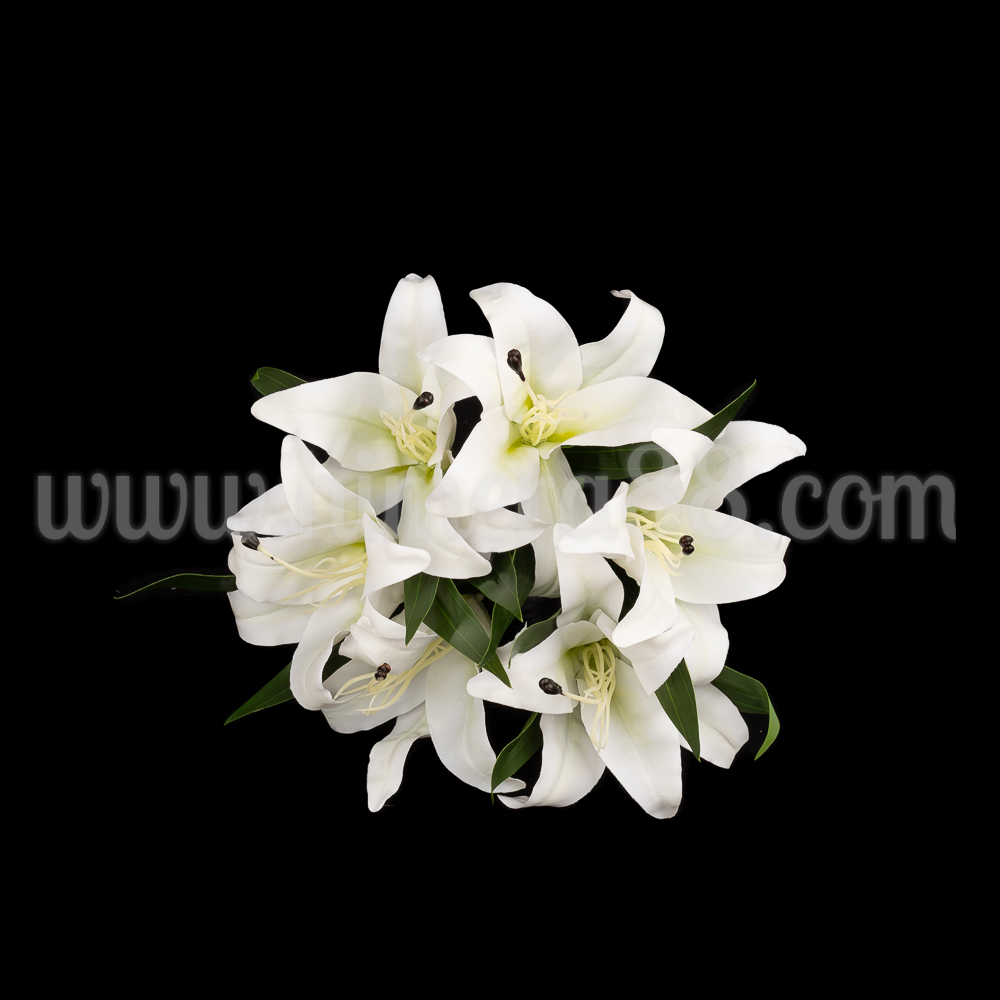 Букет изкуствен лилиум 15cm/6бр White  - изглед 1