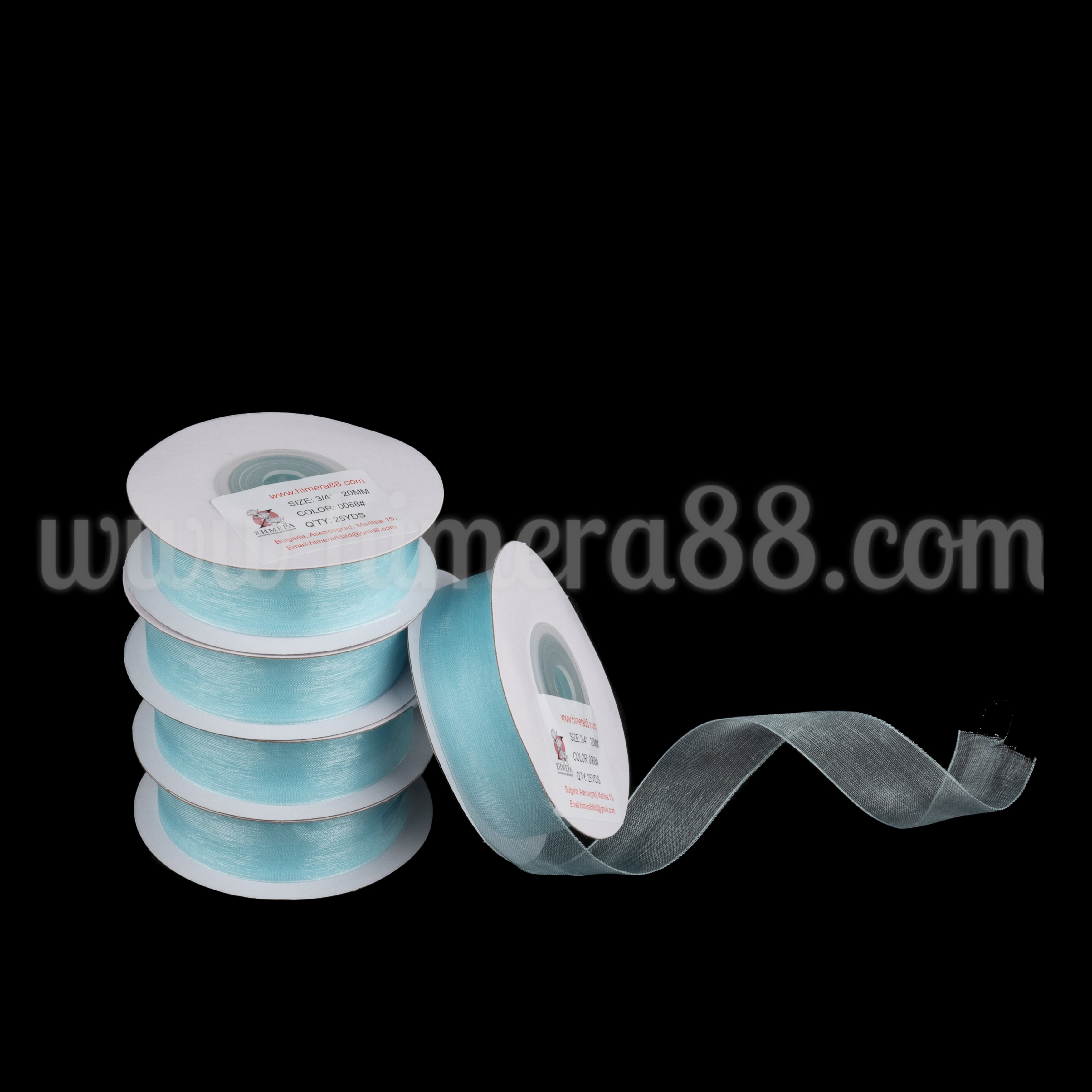 Органзена панделка Pastel 2см×25y/5бр - Baby Blue  - изглед 1