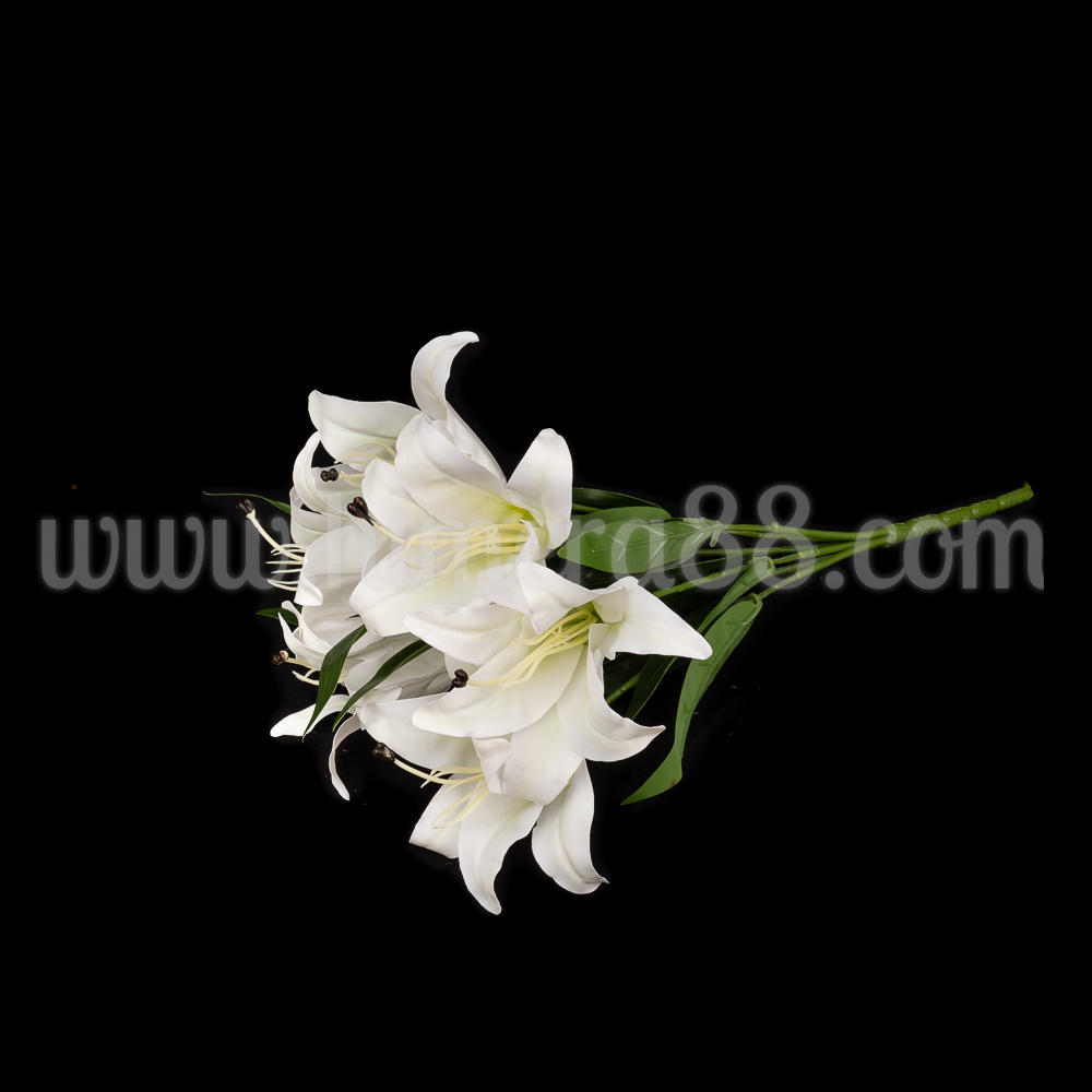 Букет изкуствен лилиум 15cm/6бр White  - изглед 2