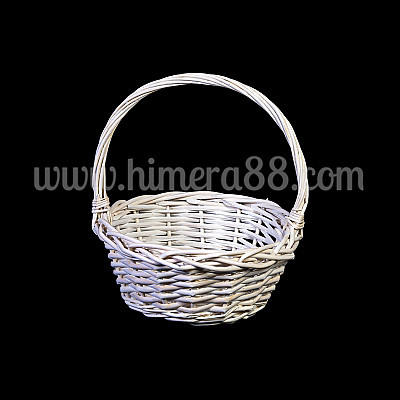 Бяла кръгла кошница 23*28см