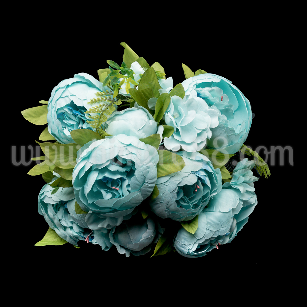 Букет божури PASTEL 9СМ/6БР LIGHT BLUE - изглед 1