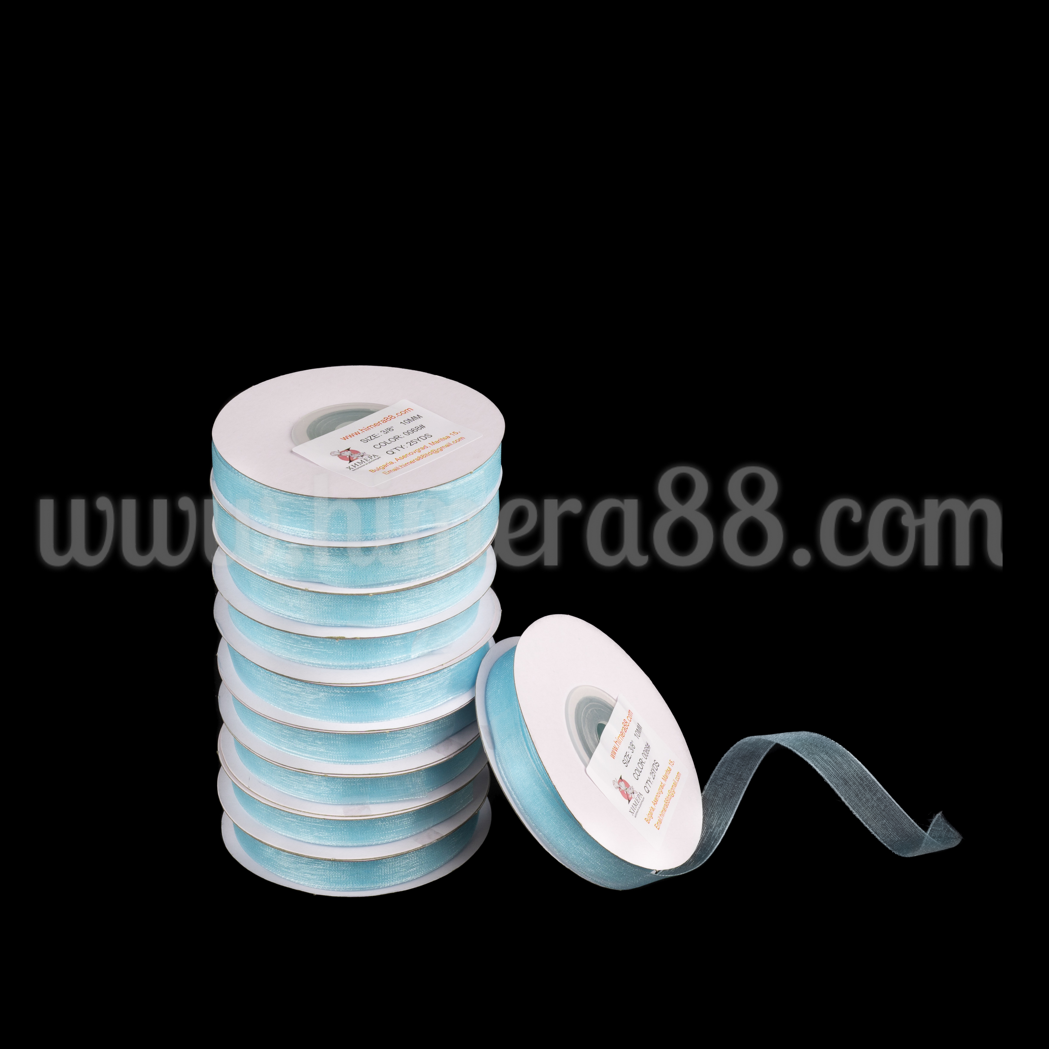 Органзена панделка Pastel 1 см × 25 ярда / 10 бр  - изглед 4