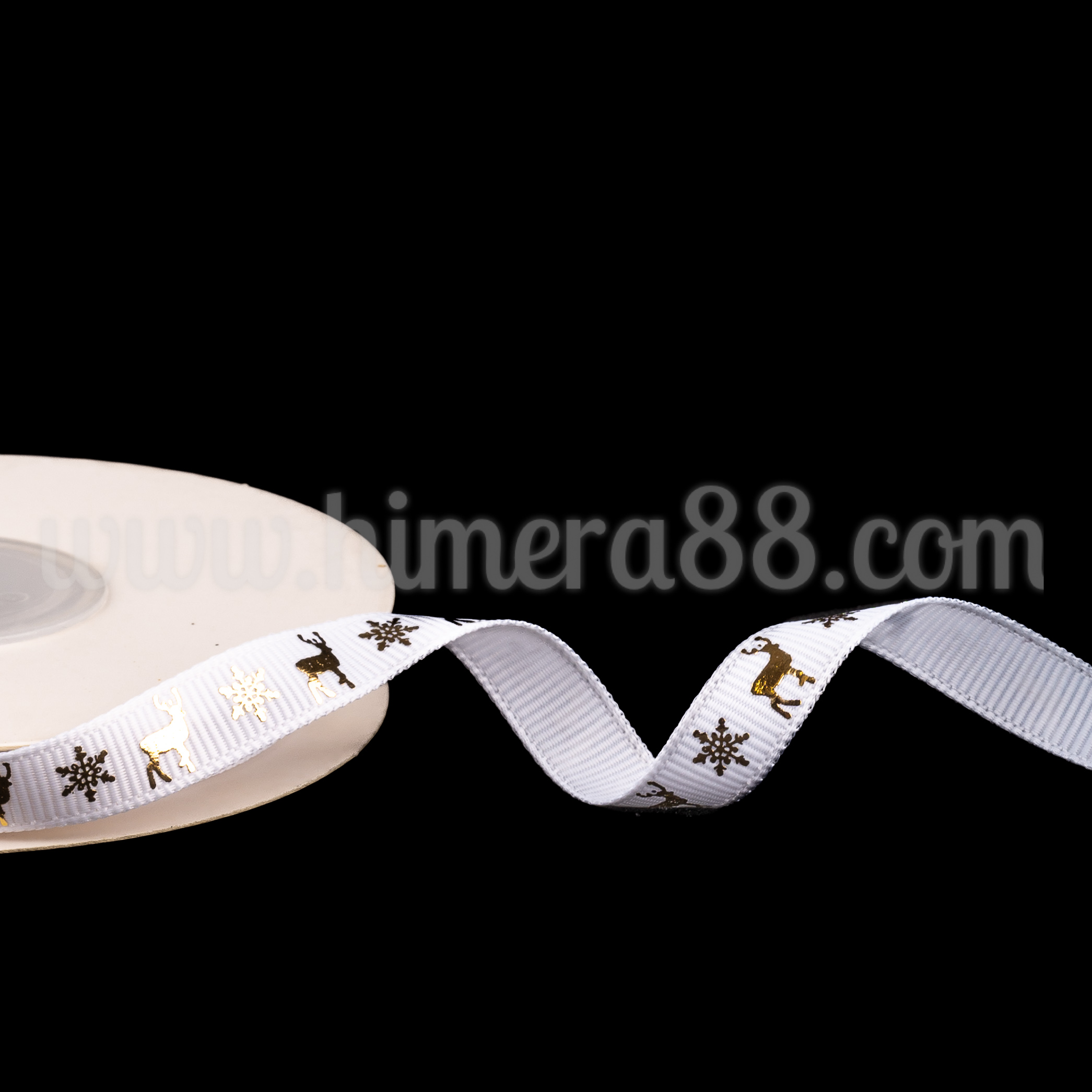 Рипсена панделка Gold Deer 1cm/10y White - изглед 2