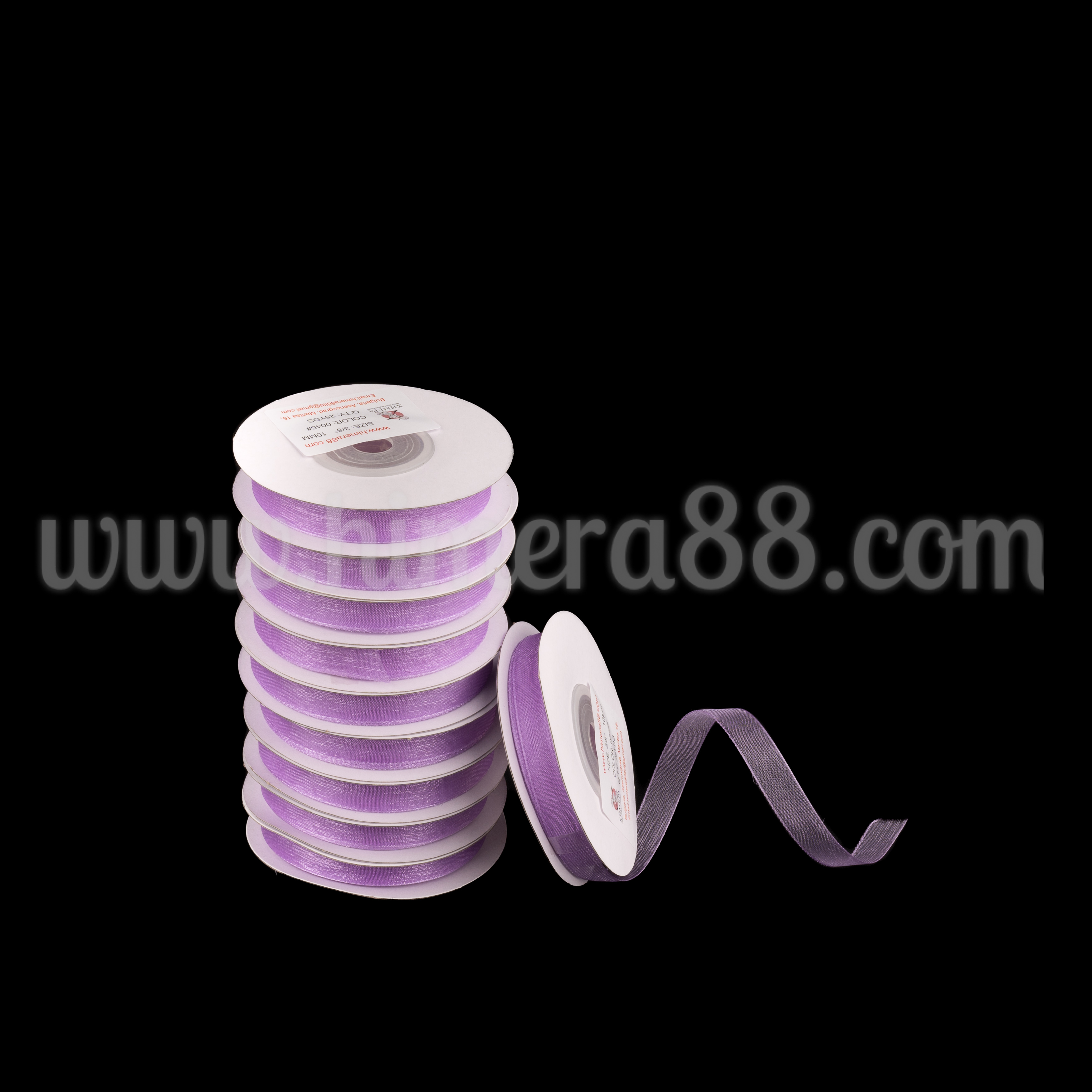 Органзена панделка Pastel 1cm/25y/ 10БР Purple - изглед 1