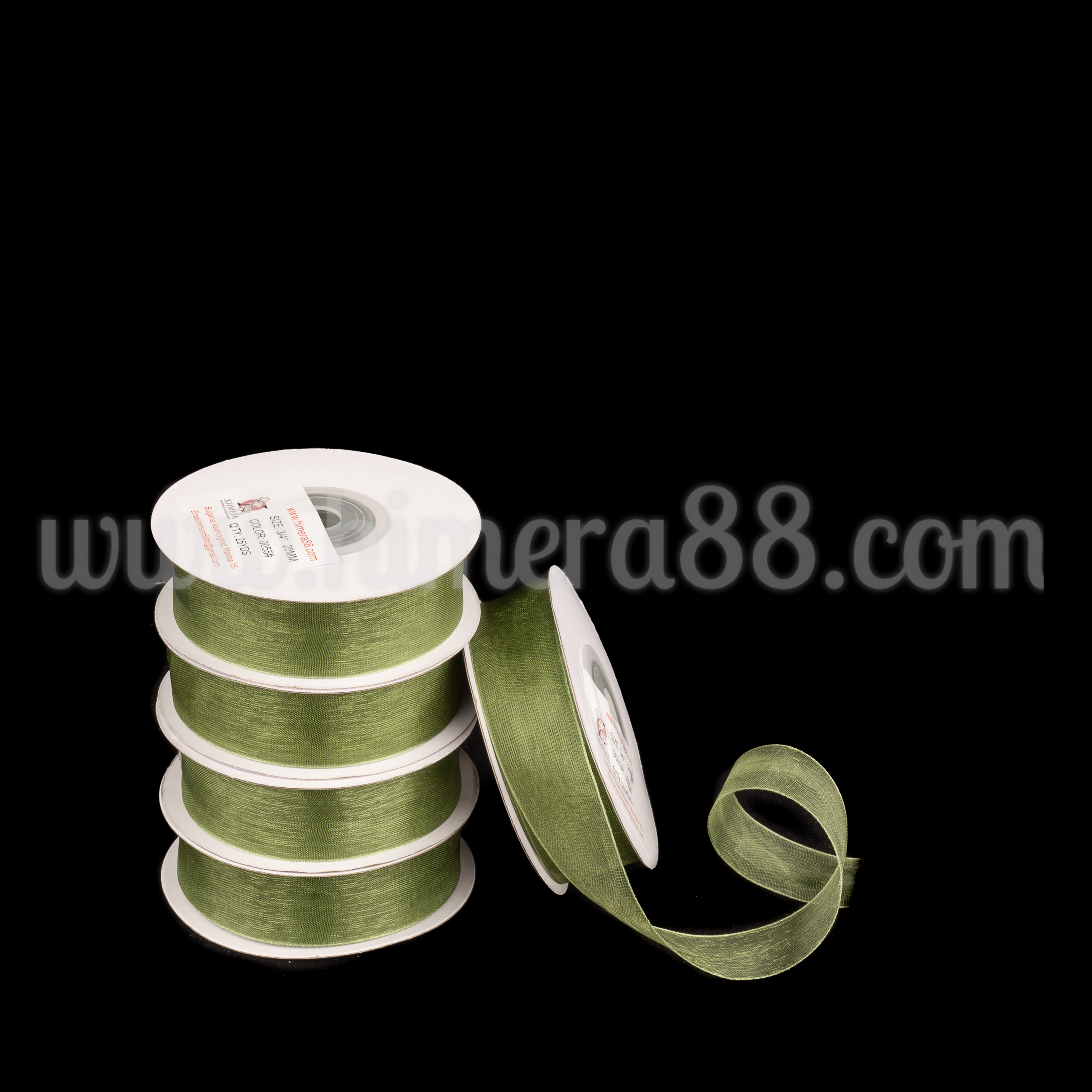 Органзена панделка Pastel 2см×25y/5бр - Green  - изглед 1